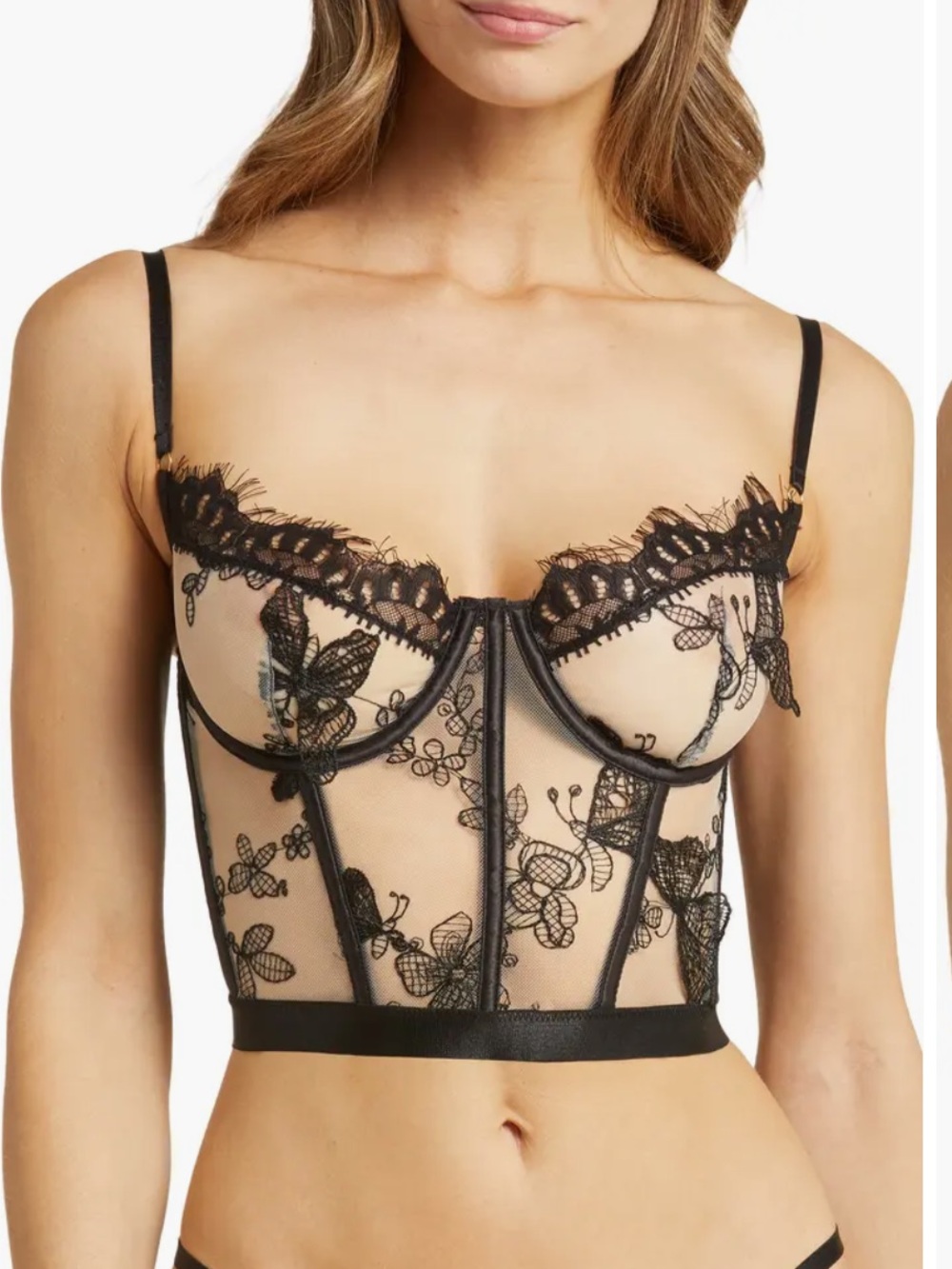 Kilo Brava Embroidered Mesh Underwire Bustier size small